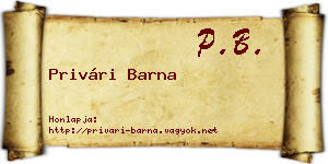 Privári Barna névjegykártya